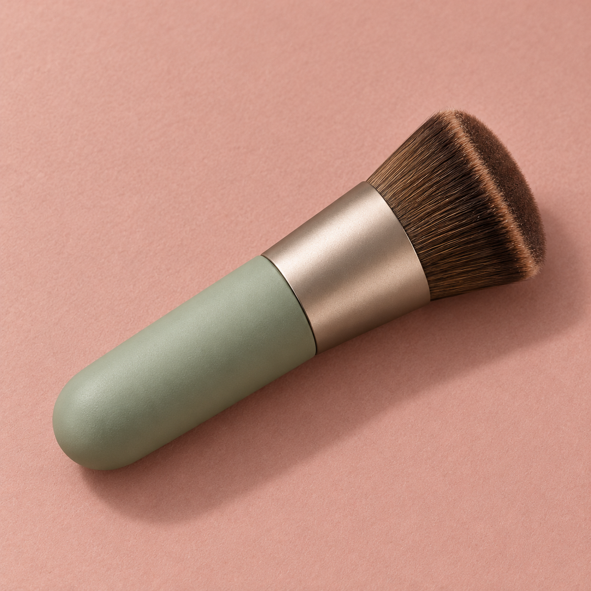 Flat Top Buffing Brush — reverse-angle view on dusty rose