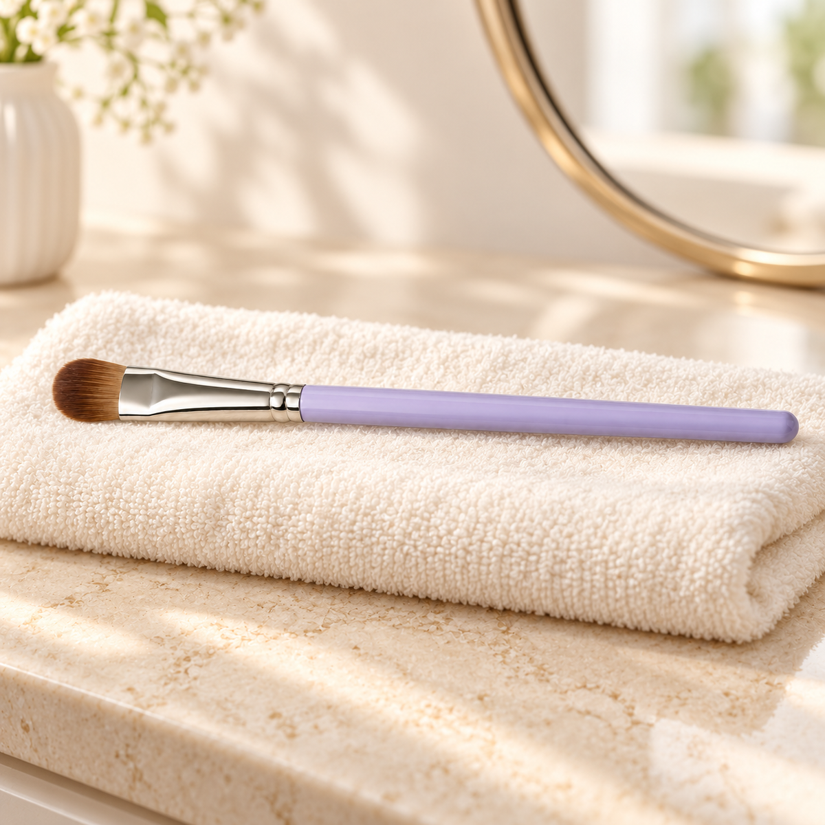 Rounded Shader Brush — vanity towel scene