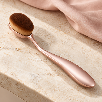 Oval Foundation Brush on a styled vanity