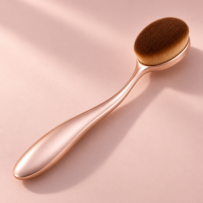 Oval Foundation Brush — diagonal view on pink