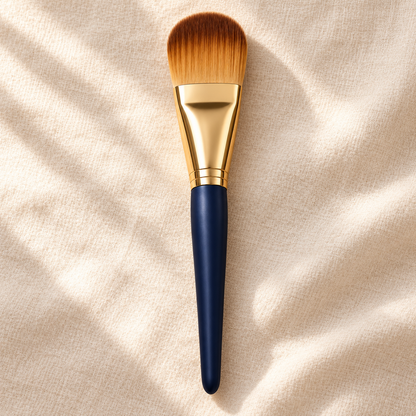 Flat Paddle Foundation Brush — overhead view on ivory linen
