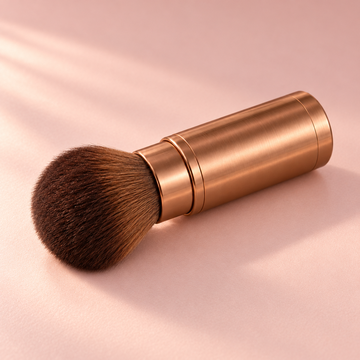 Retractable Travel Brush — diagonal view on pink